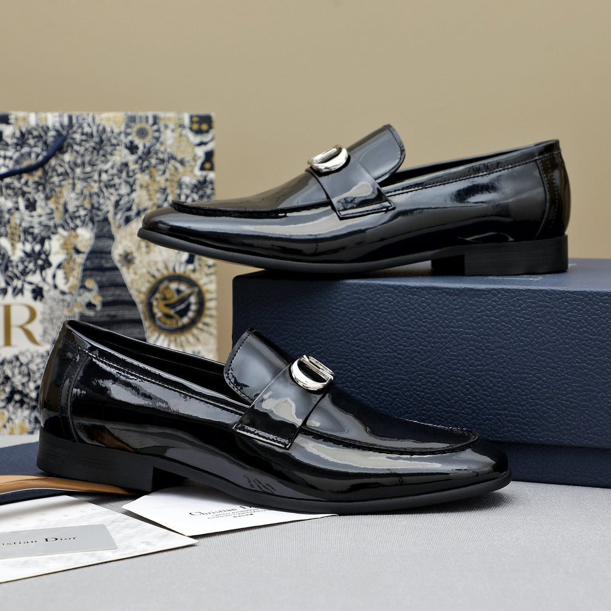 Dior Black Glossy Hardware Loafers