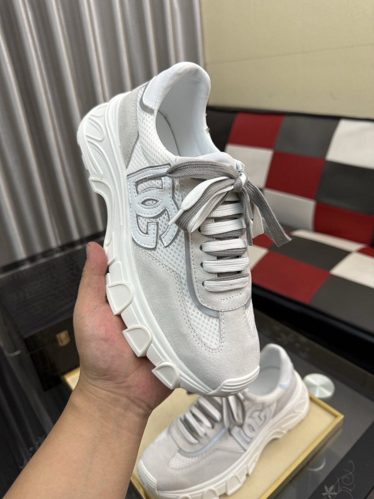 Dolce & Gabbana White and Light Gray Chunky Sneakers