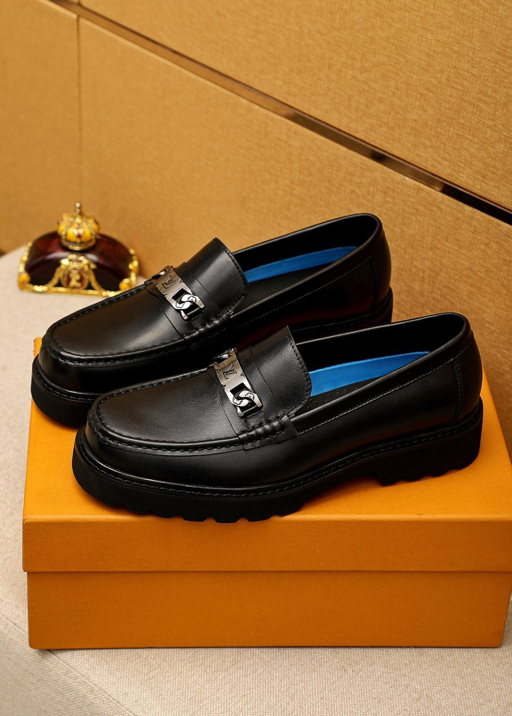 Louis Vuitton Black Metal-Bit Loafers - Rounded Toe