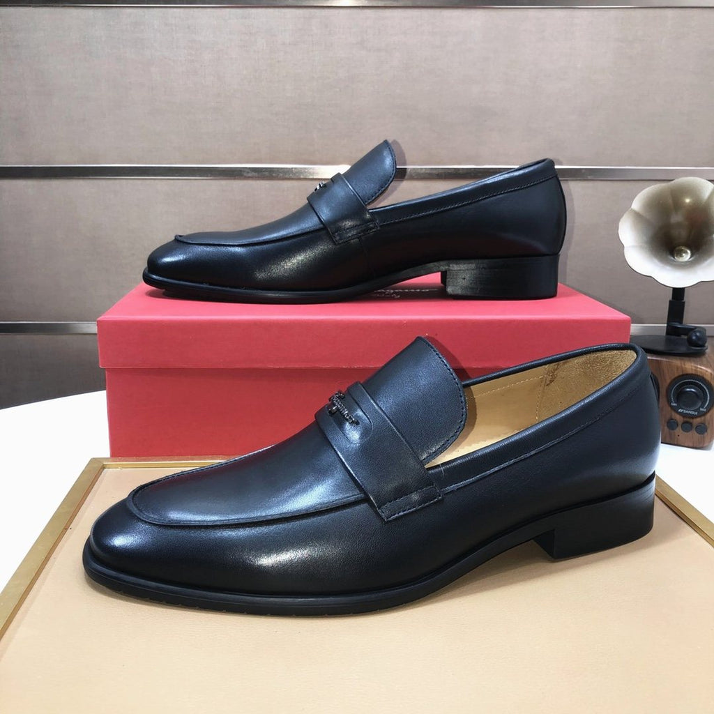 Ferragamo Black Leather Loafers