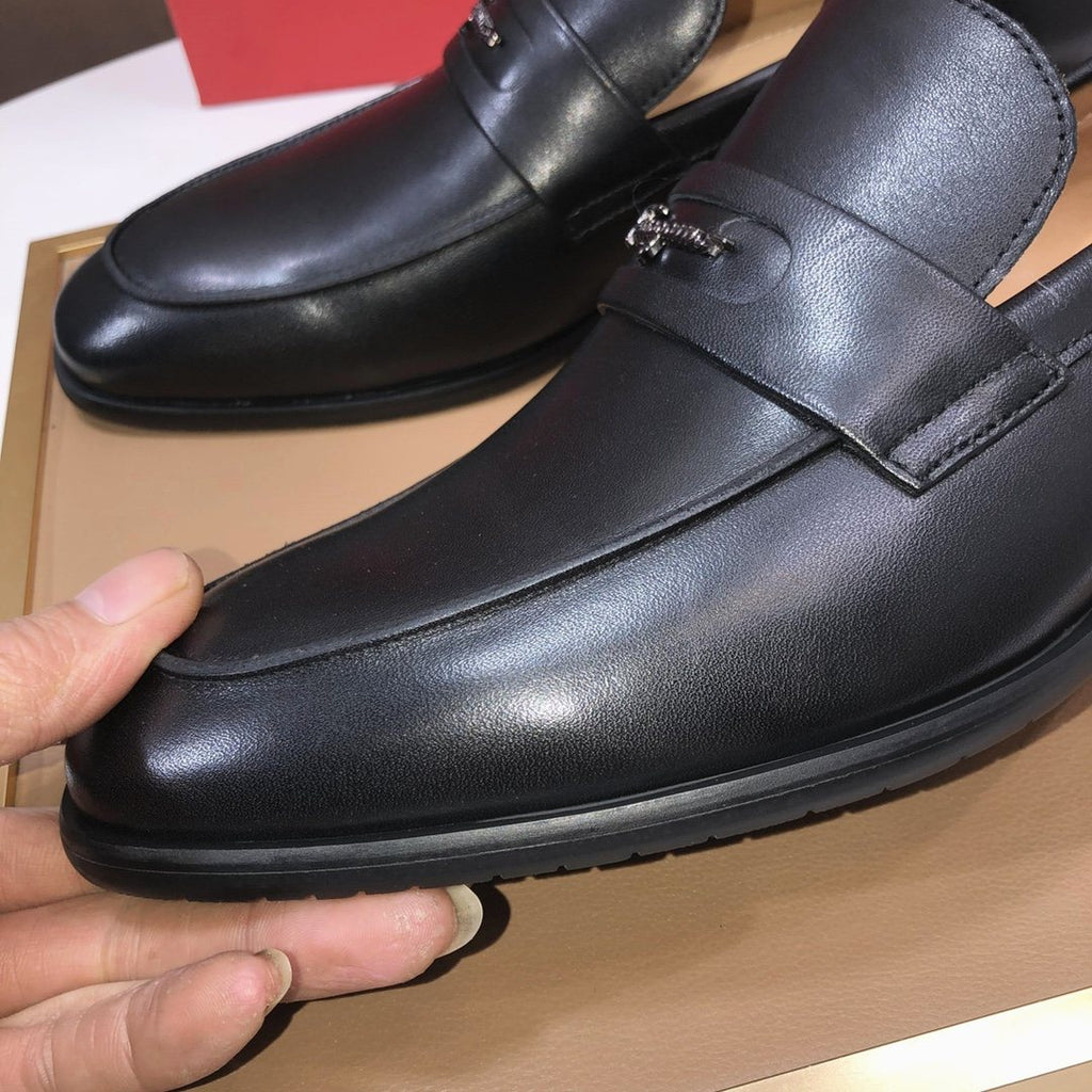 Ferragamo Black Leather Loafers