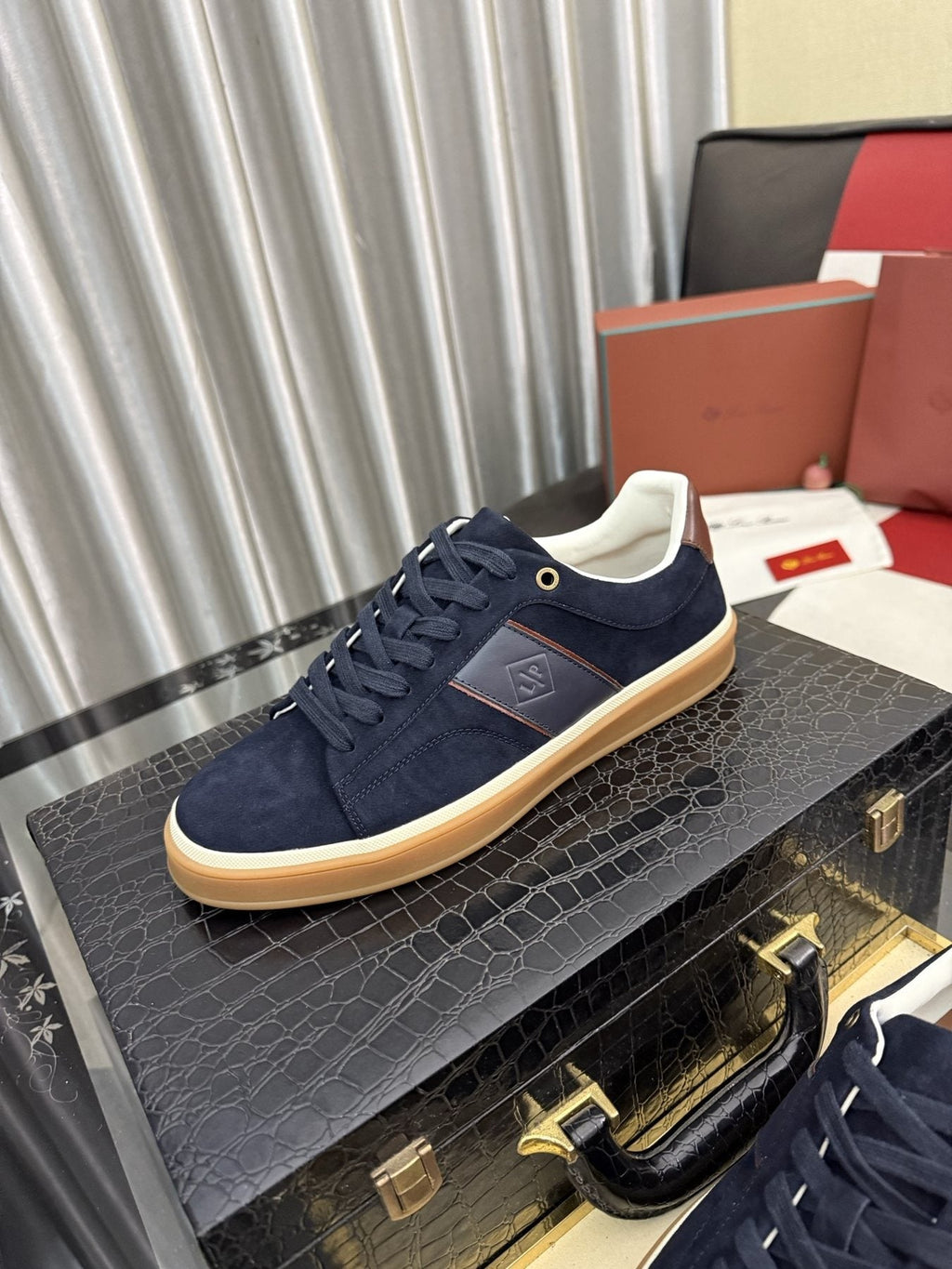 Low-Top Lace-Up Sneakers with Gum Sole