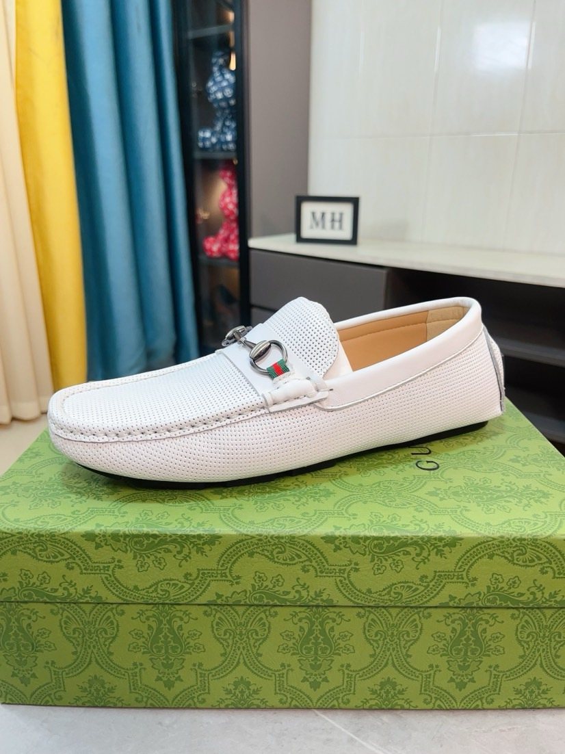 Gucci Men's Perforated Metal Hardware Loafers