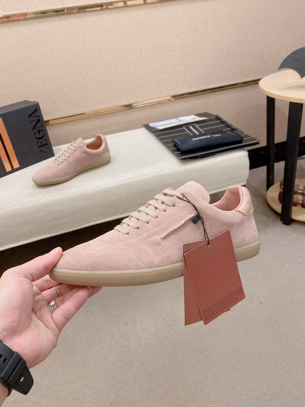 Zegna Men's Suede Low-Top Sneakers - Padded Collar