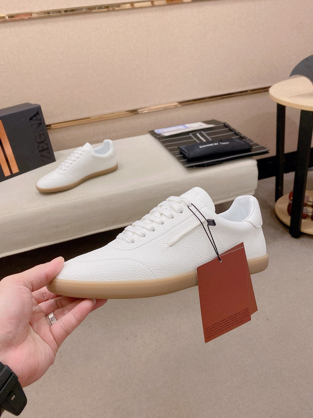Zegna Men's Suede-Look Low-Top Sneakers