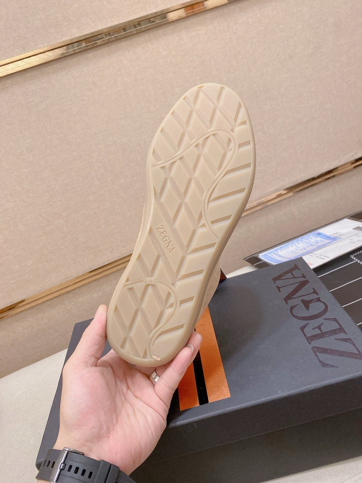Zegna Men's Suede-Look Low-Top Sneakers