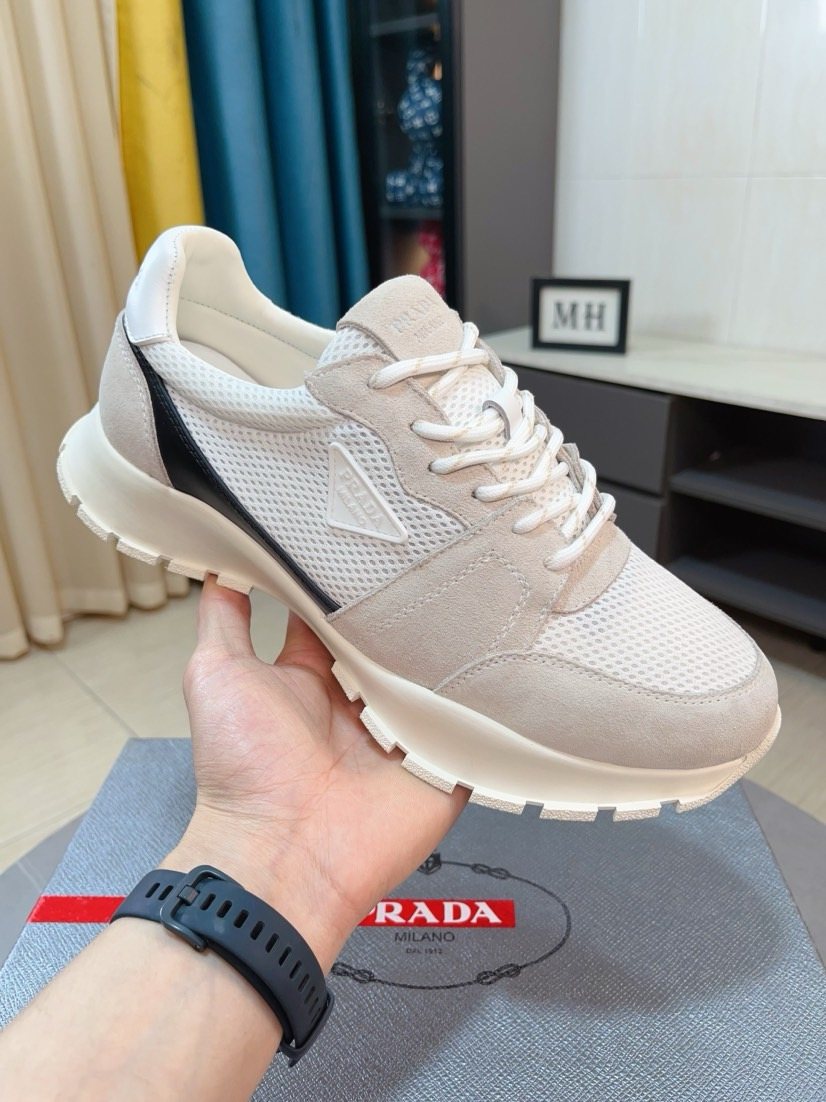 Prada Men's Mesh Panel Lug Sole Sneakers