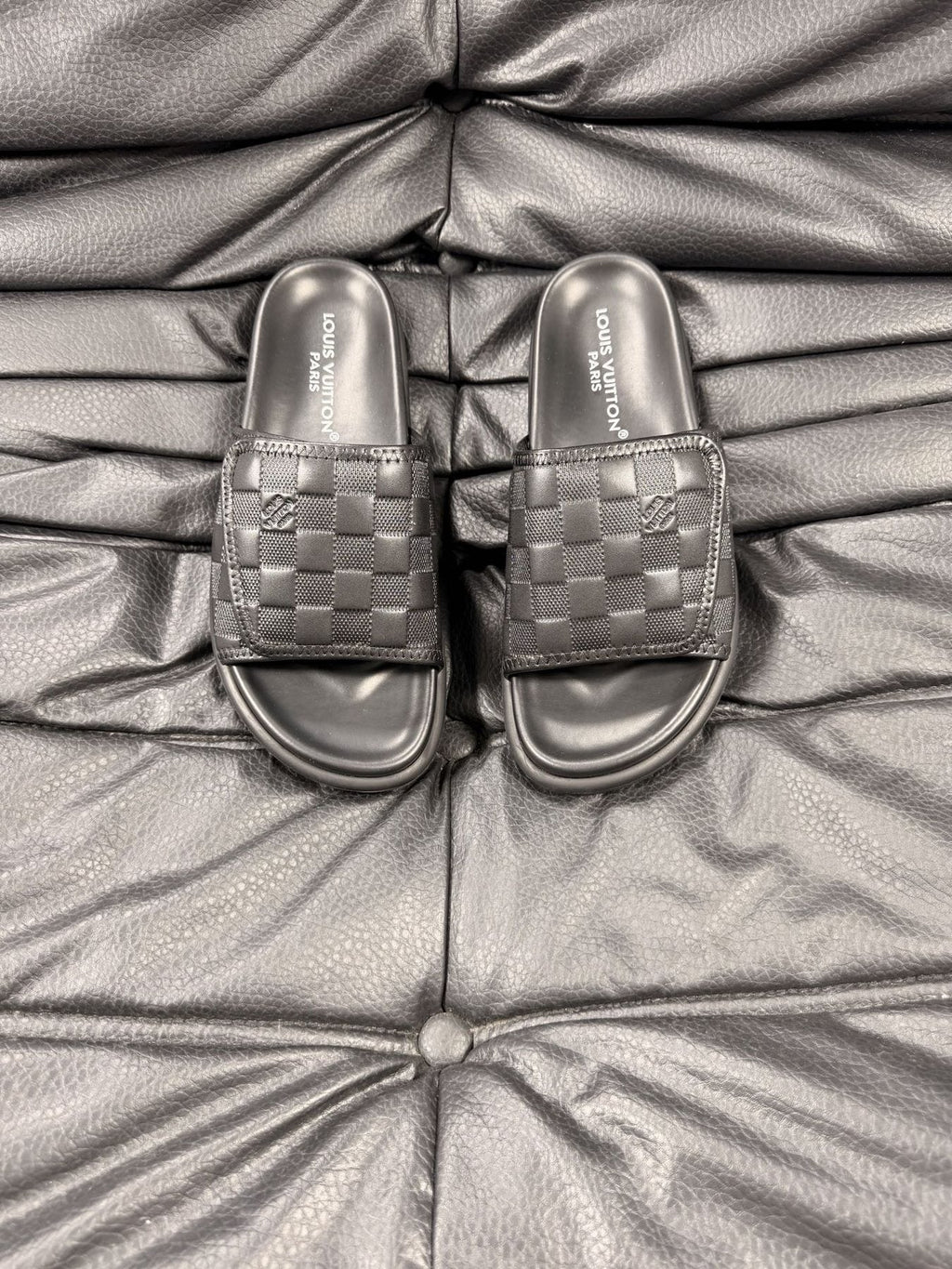 Louis Vuitton Woven Strap Slide Sandals - Slip-On Construction