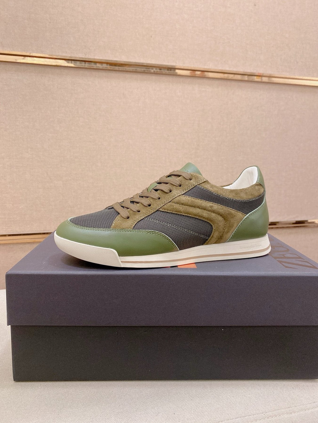 Zegna Men's Leather and Suede Low-Top Sneakers