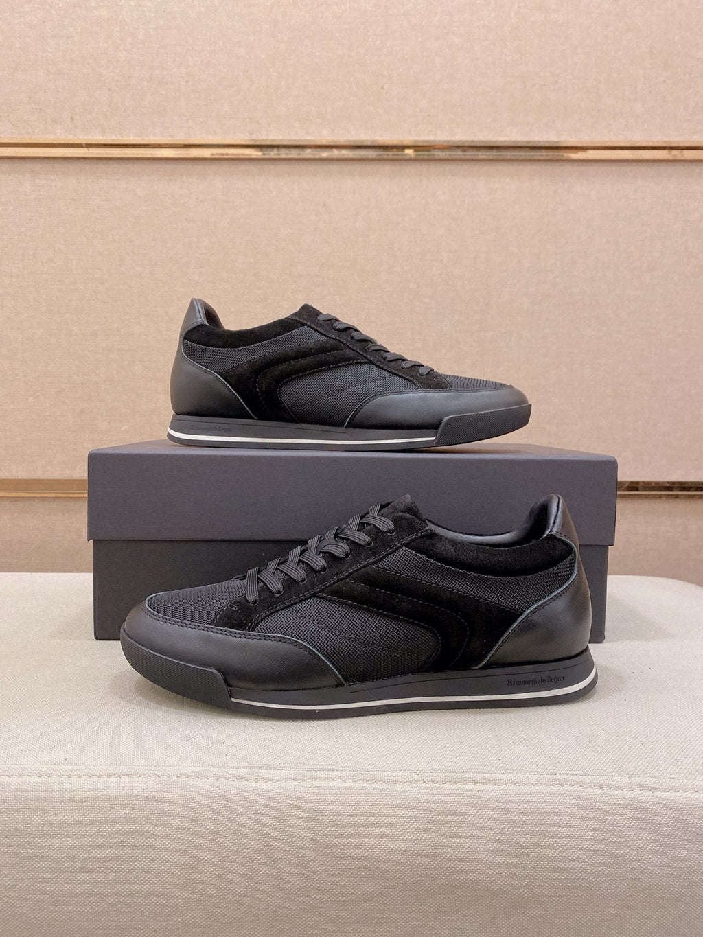 Zegna Men's Leather and Suede Low-Top Sneakers