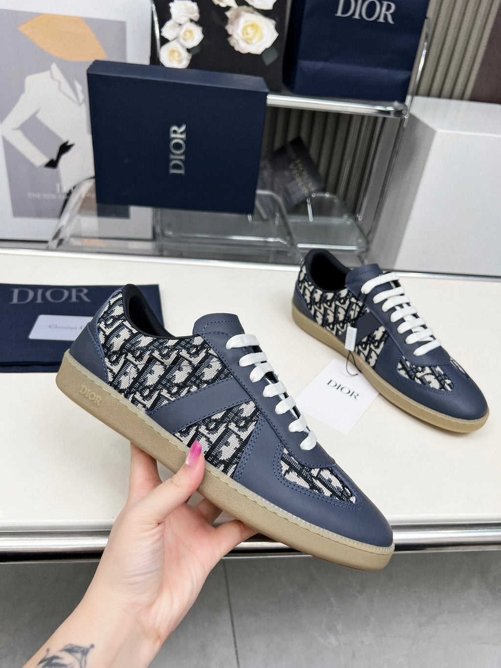 Dior B01 Patterned Low-Top Sneakers