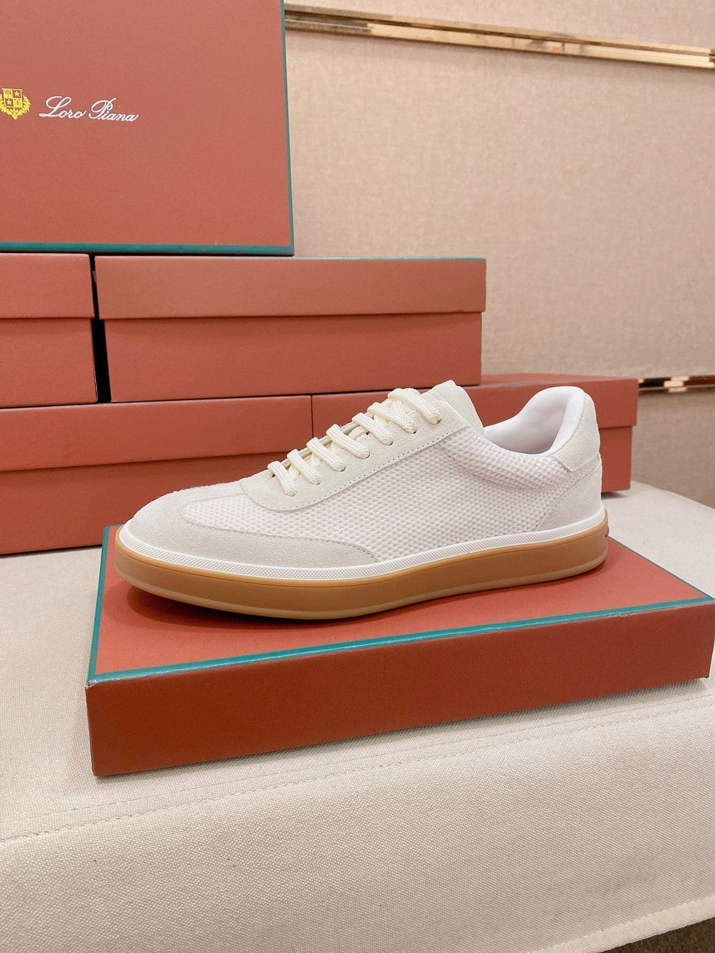 Loro Piana Textured Low-Top Lace-Up Sneakers