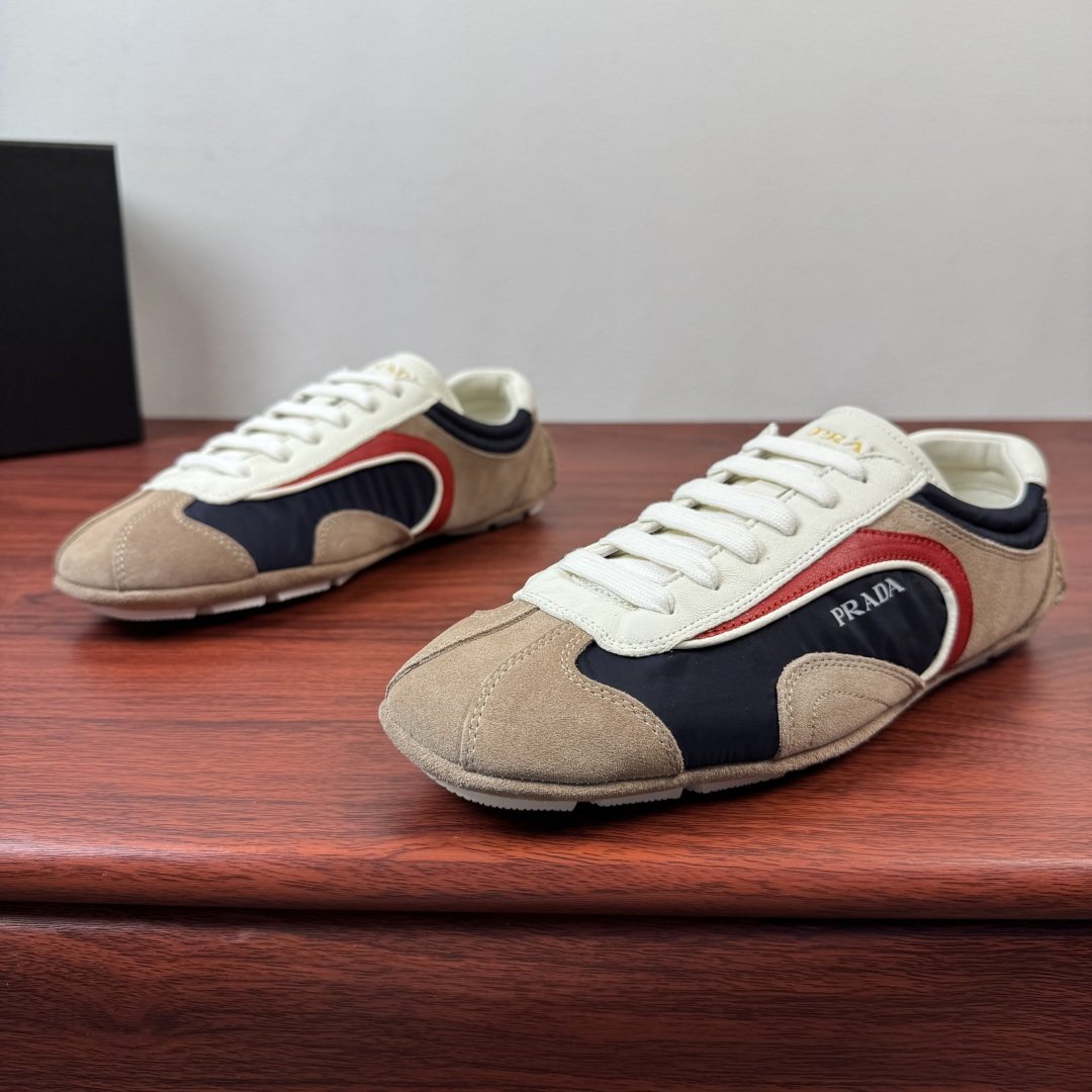 Prada Mesh Panel Low-Top Sneakers - Rubber Sole