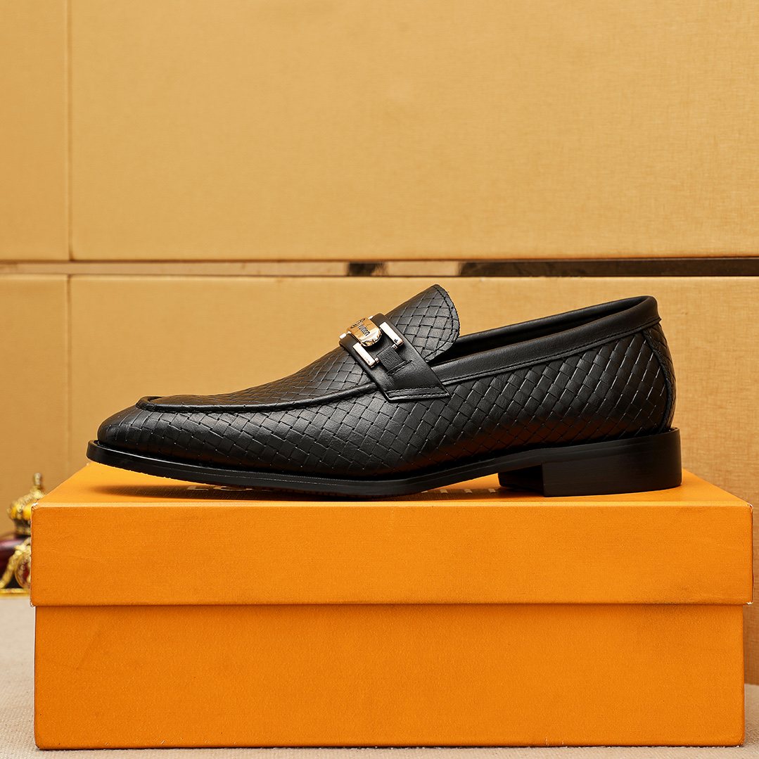 Louis Vuitton Embossed Buckle Loafers - Moc-Toe Stitching