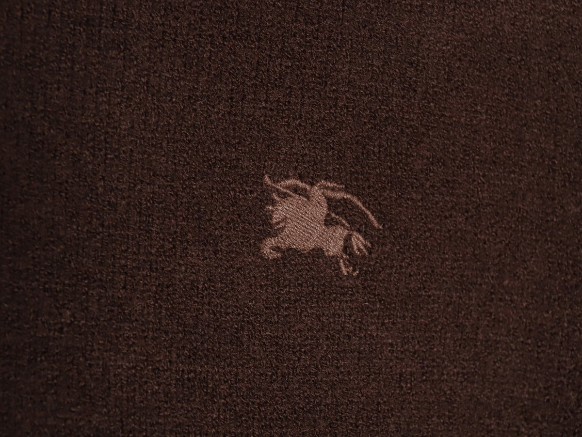 Burberry Equestrian Emblem Half-Zip Knit Sweater - Dark Brown