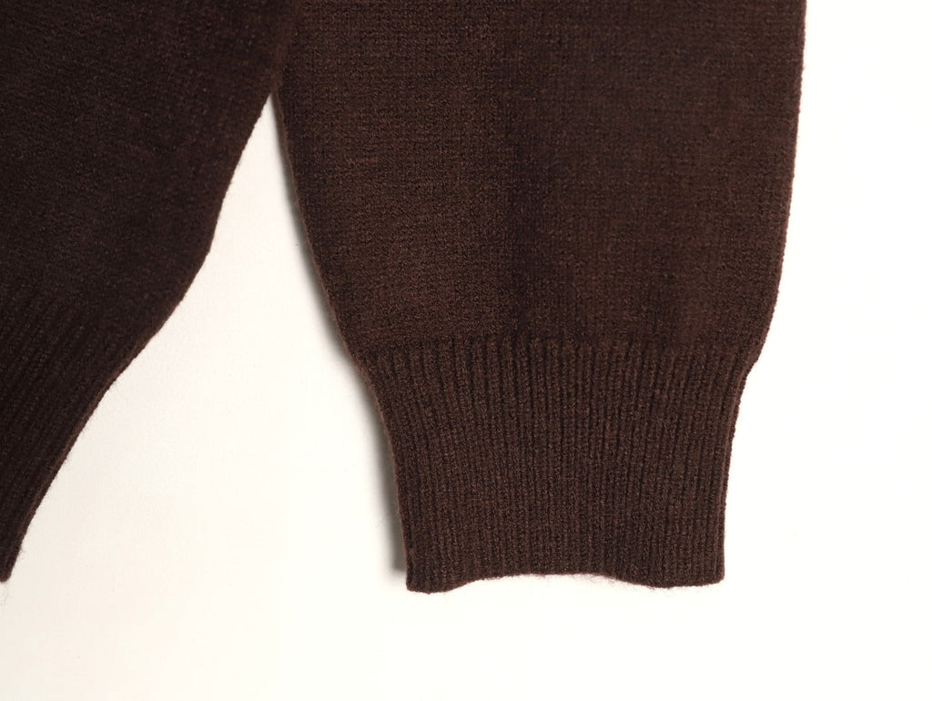 Burberry Equestrian Emblem Half-Zip Knit Sweater - Dark Brown