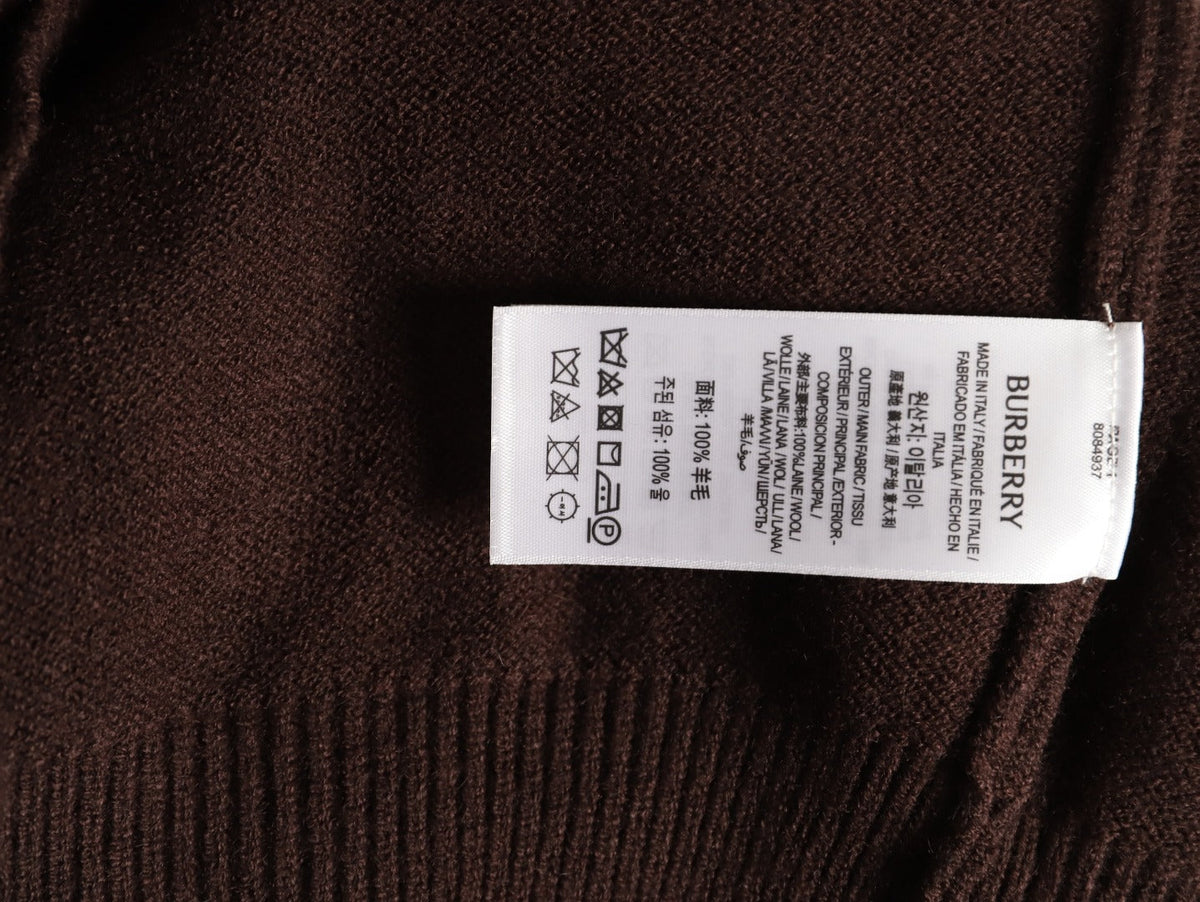 Burberry Equestrian Emblem Half-Zip Knit Sweater - Dark Brown