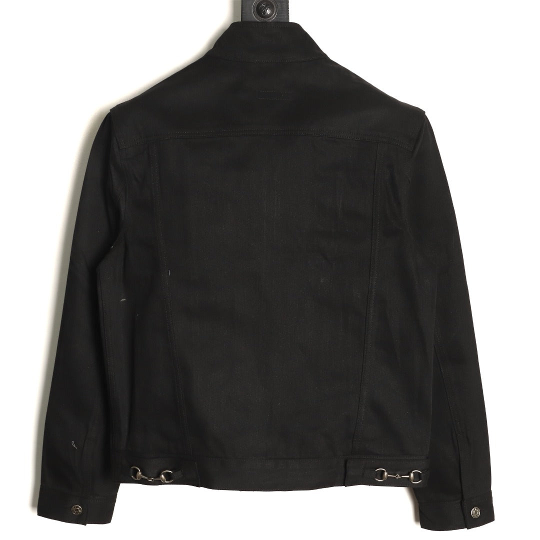Gucci Horsebit-Style Hem Stand-Collar Zip Jacket - Black